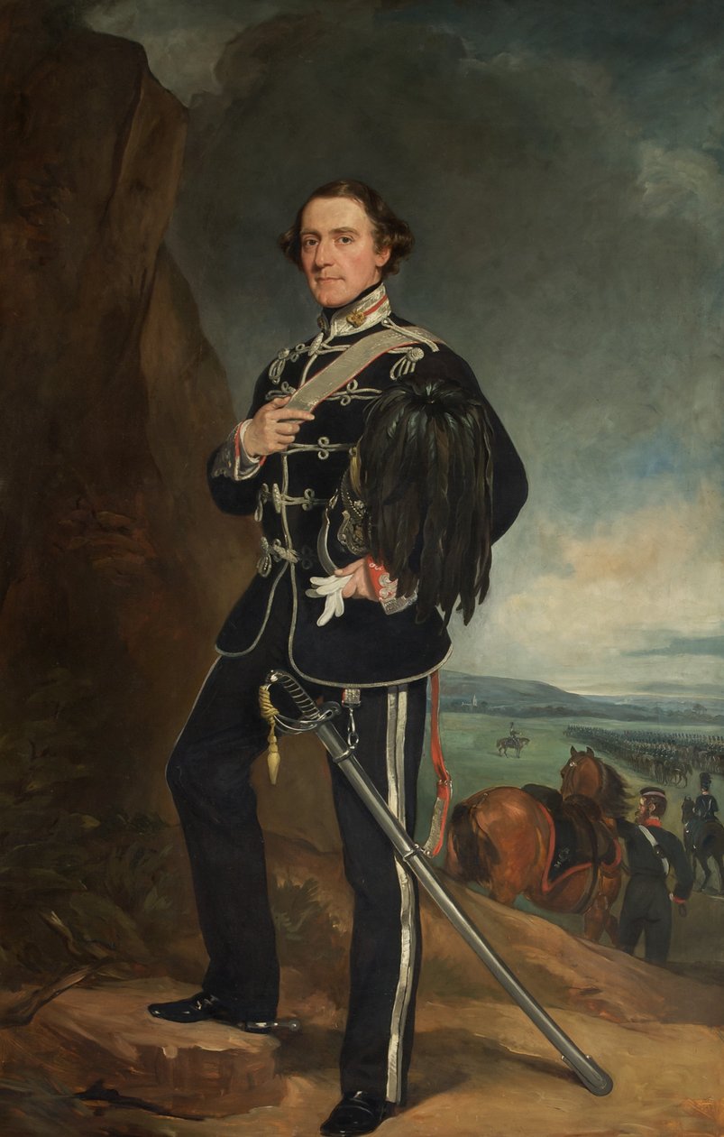 2. Lord de Tabley, Chesters Kontu Yeomanry Süvarilerinin Albay Komutanı olarak by Francis Grant