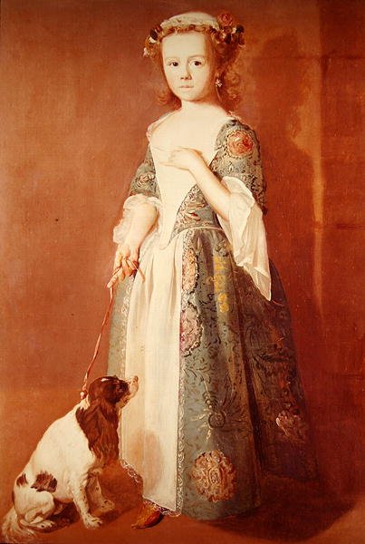 Köpekli Küçük Kız (tuval üzerine yağlı boya) by Francis Hayman