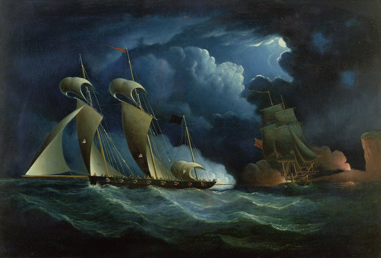 Korsan Lugger ile uğraşan bir Gümrük Brig İzleyecek by Francis Hustwick