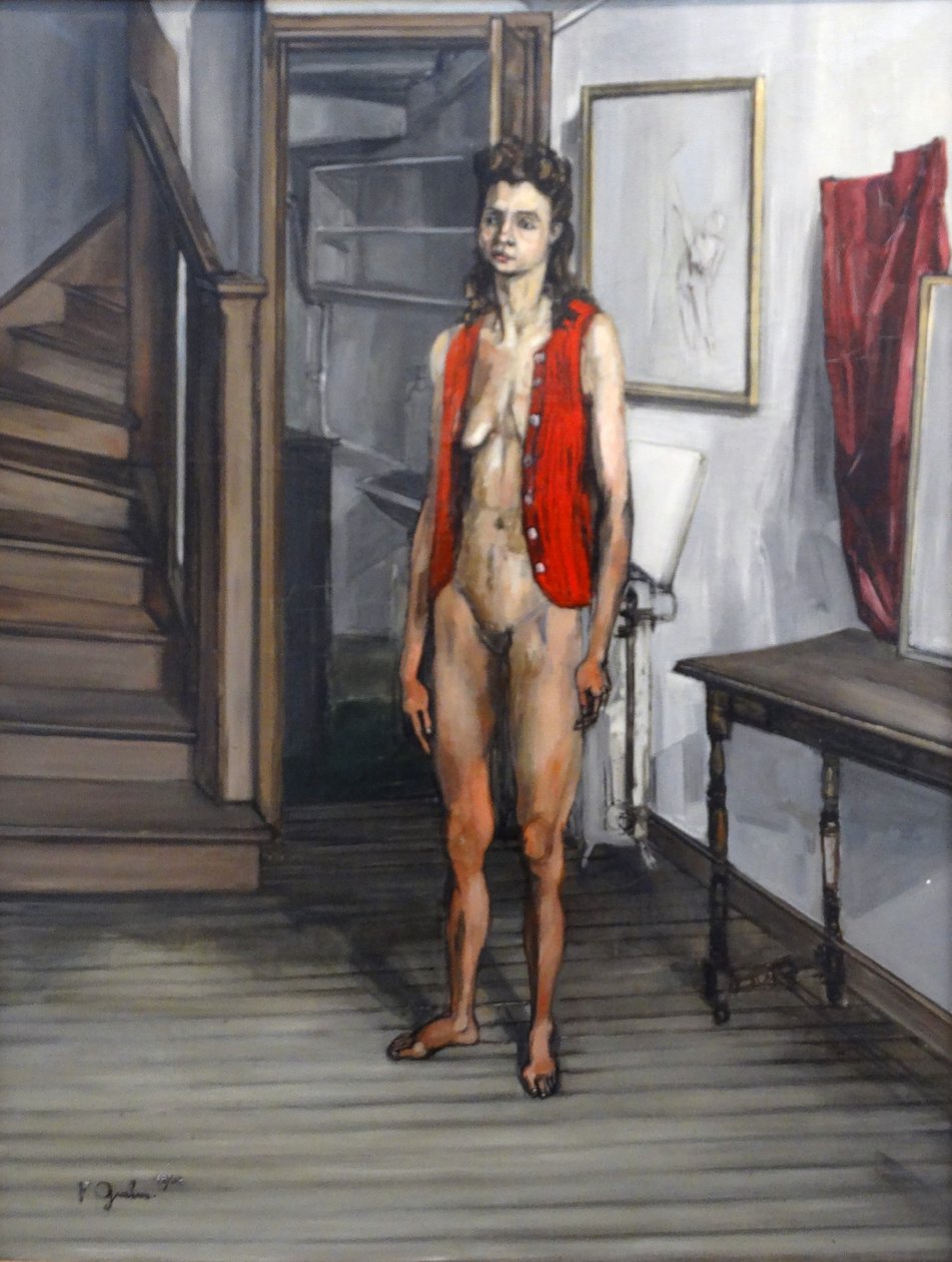 Kırmızı Hırkalı Çıplak Kadın by Francis Job Gruber