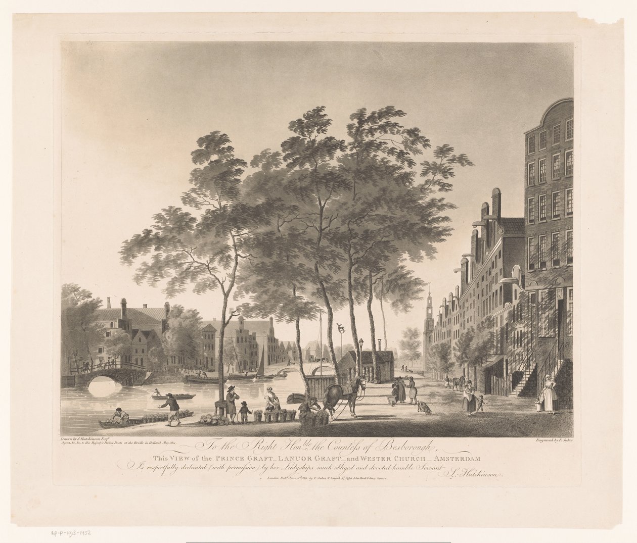 Amsterdam'daki Prinsengracht ve Westerkerk'in görünümü Prens greft-Lanuor Graft-ve West Church-Amsterdam'ın görünümü (nesne üzerindeki başlık) by Francis Jukes