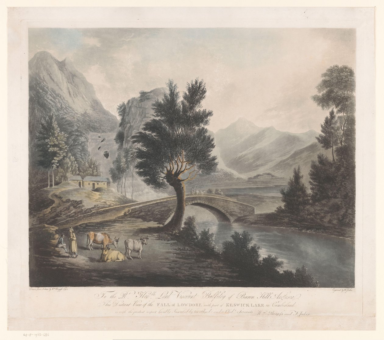 Lodore Şelaleleri ile Keswick Gölü manzarası Cumberland