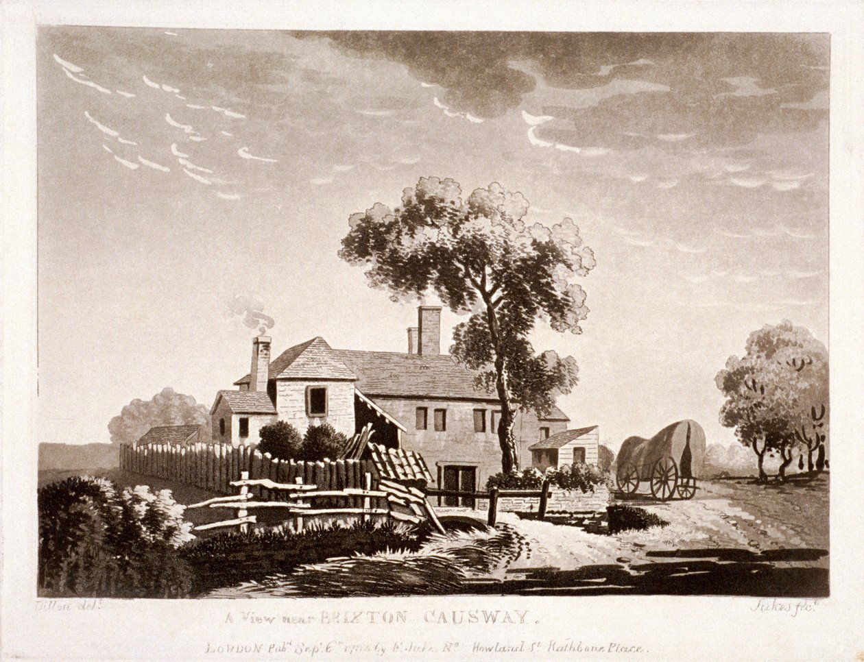 Brixton Causeway, Lambeth, Londra, 1785 yakın görünümü by Francis Jukes