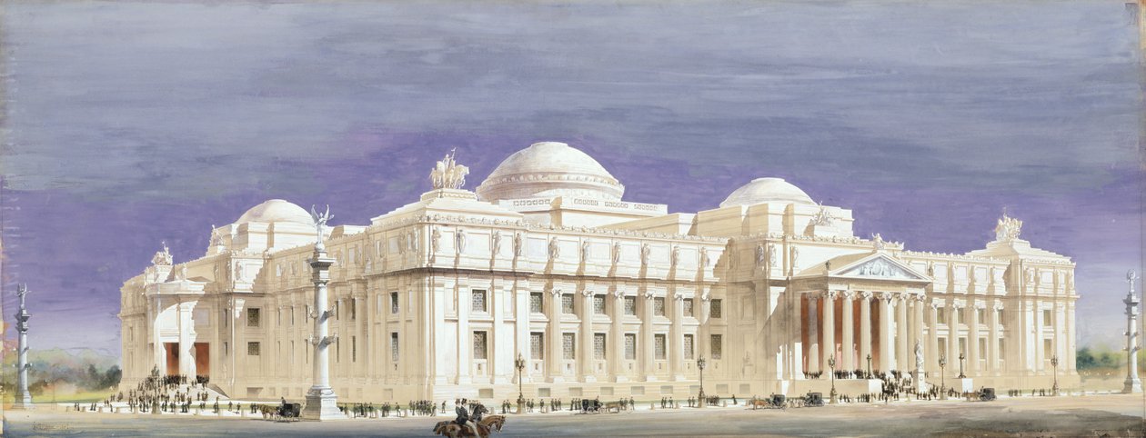 Brooklyn Sanat Müzesi için tasarım, 1893 (kağıt üzerinde kalem ve mürekkeple tuvalet) by Francis L.V. Hoppin