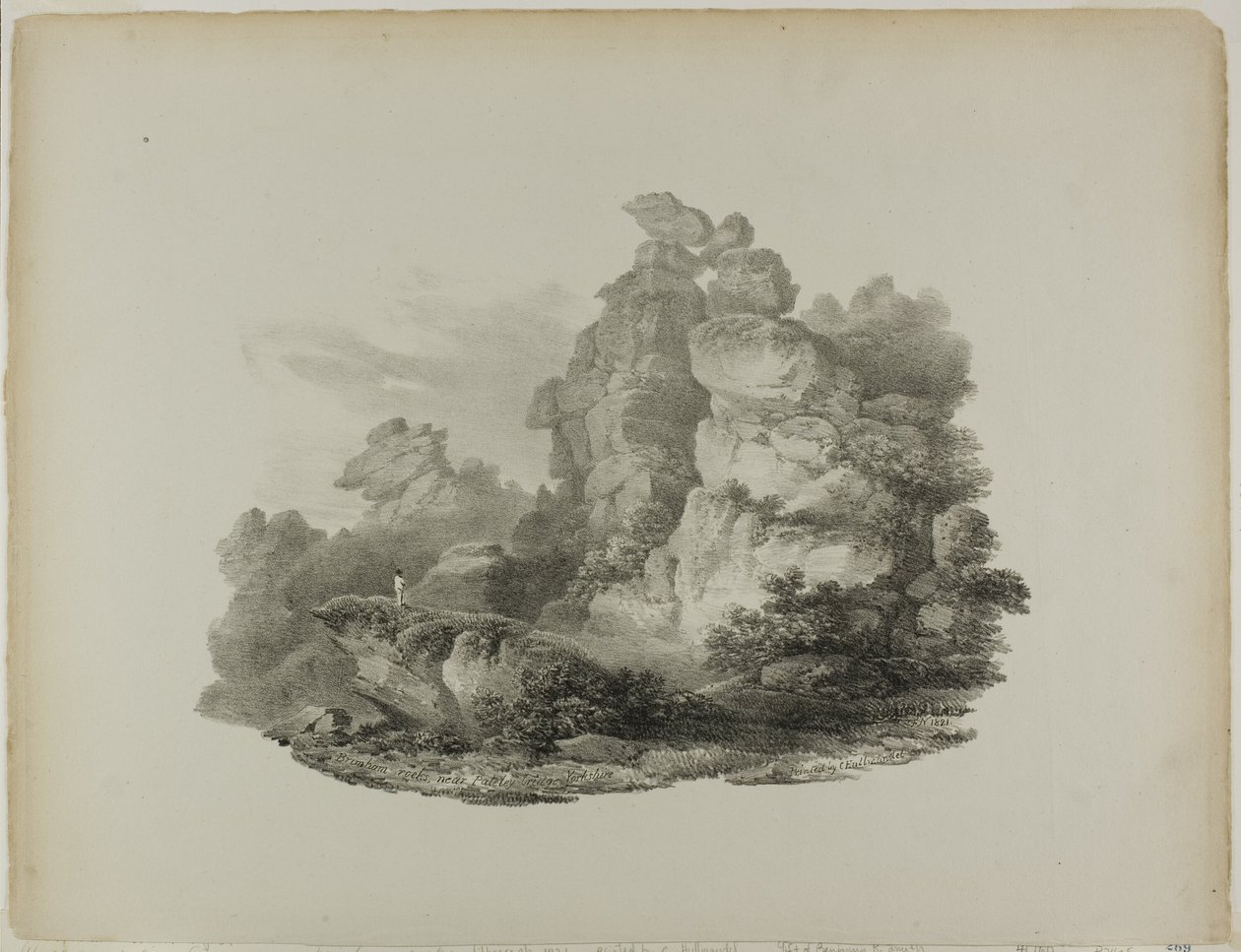 Pateley Köprüsü Yorkshire yakınlarındaki Brimham Rocks by Francis Nicholson