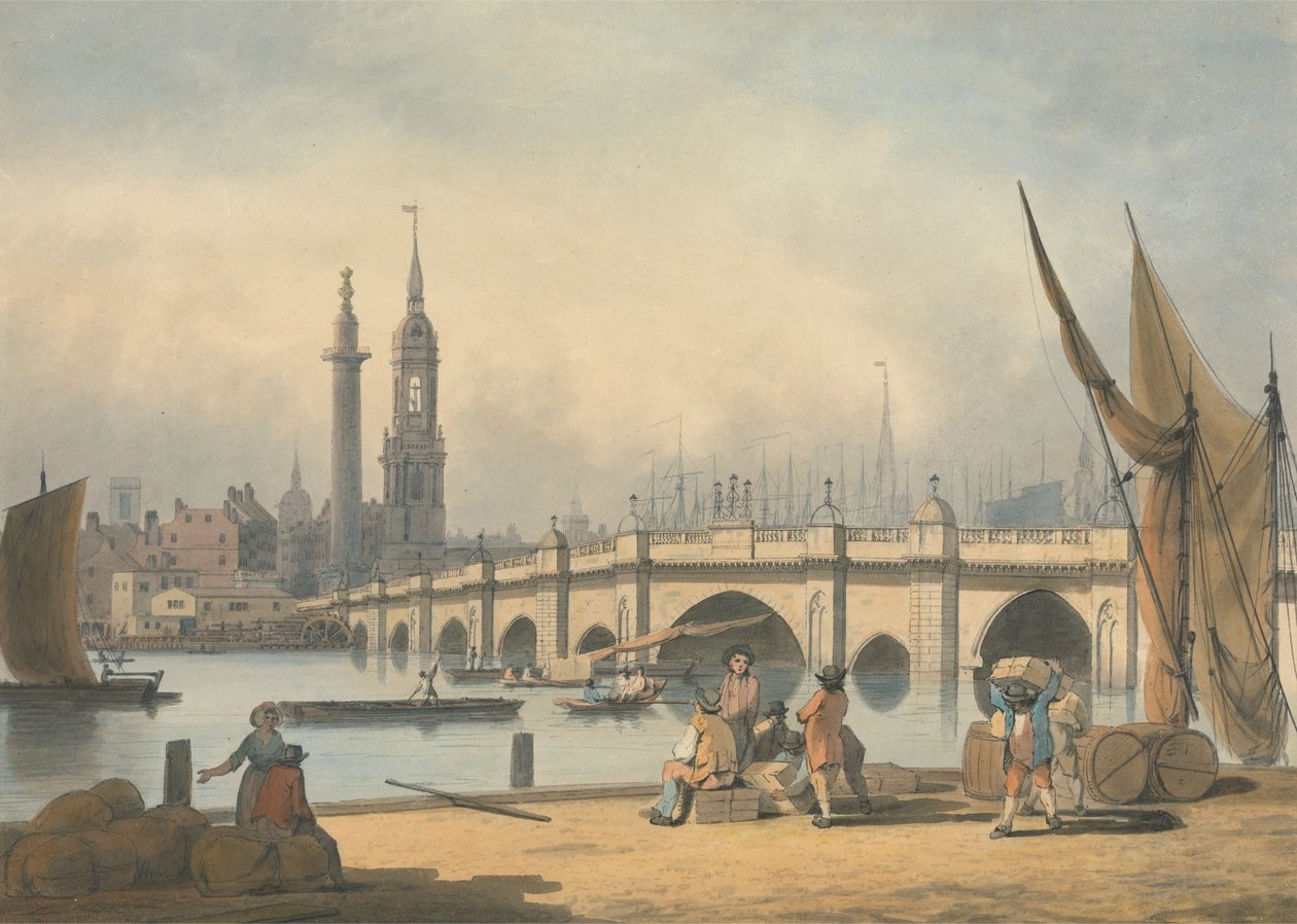 Londra Köprüsü ve Anıt by Francis Nicholson