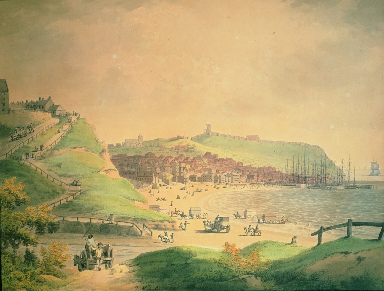 Güney Körfezi Scarborough, 1790 by Francis Nicholson