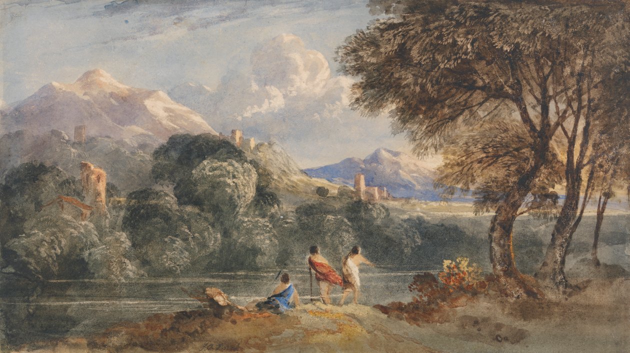 Figürlü Klasik Manzara by Francis Oliver Finch