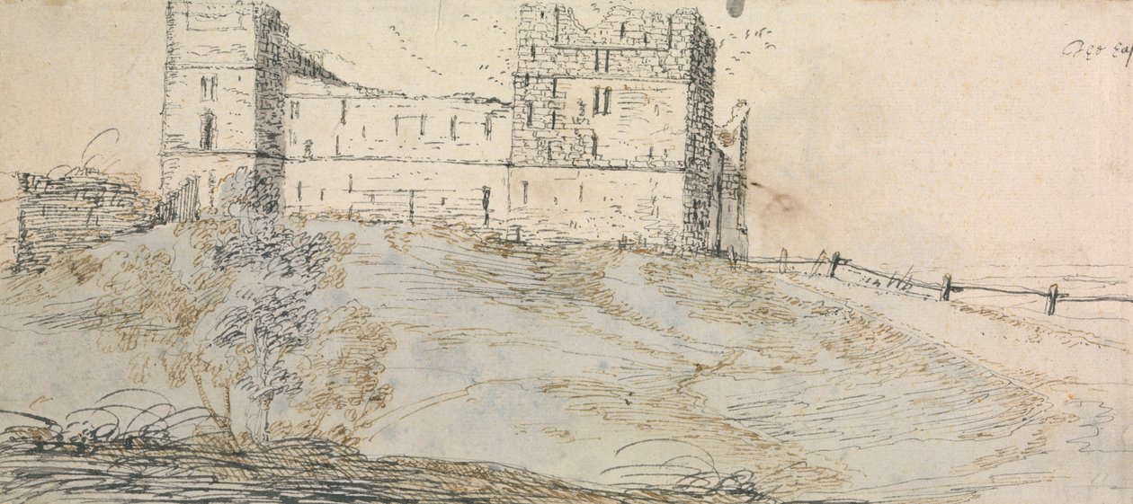 Şerif Hutton Kalesi'nin Doğu Yakası by Francis Place