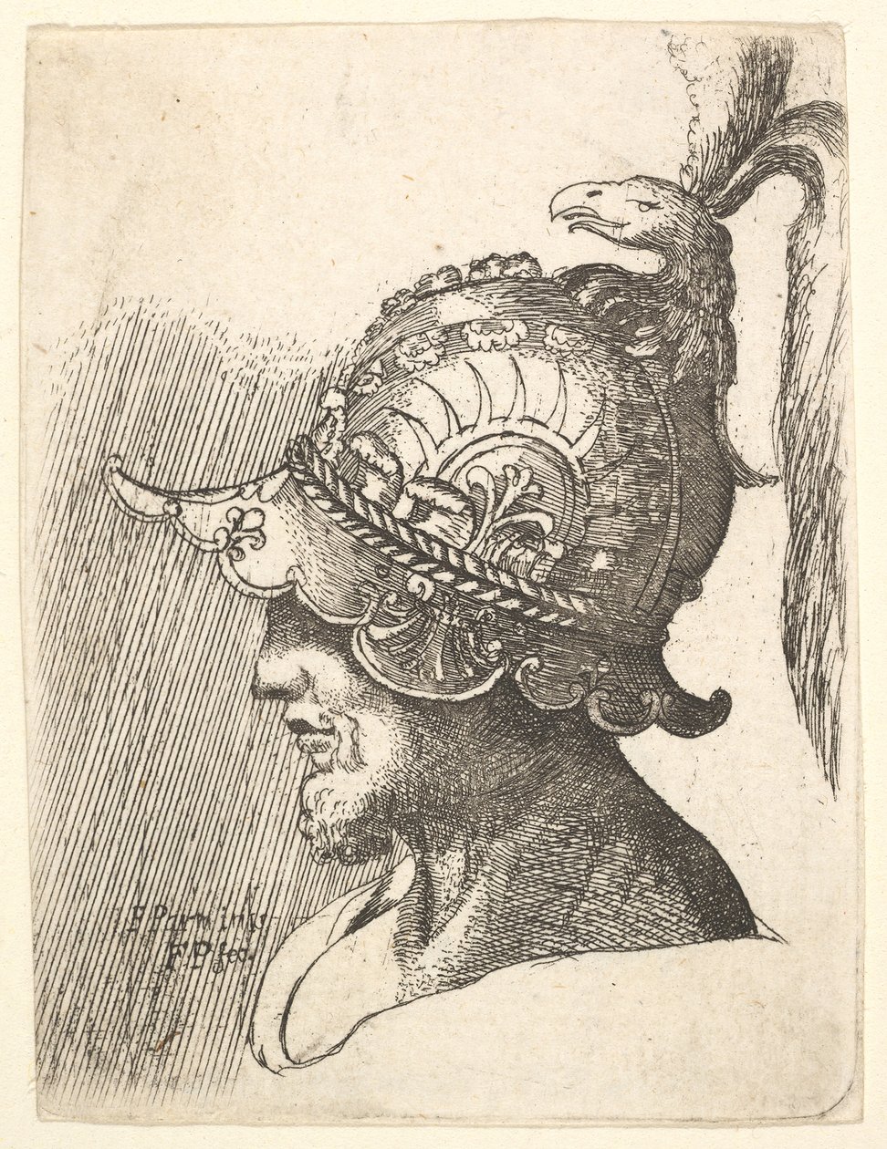 Miğferli kafa, 1662-78. by Francis Place