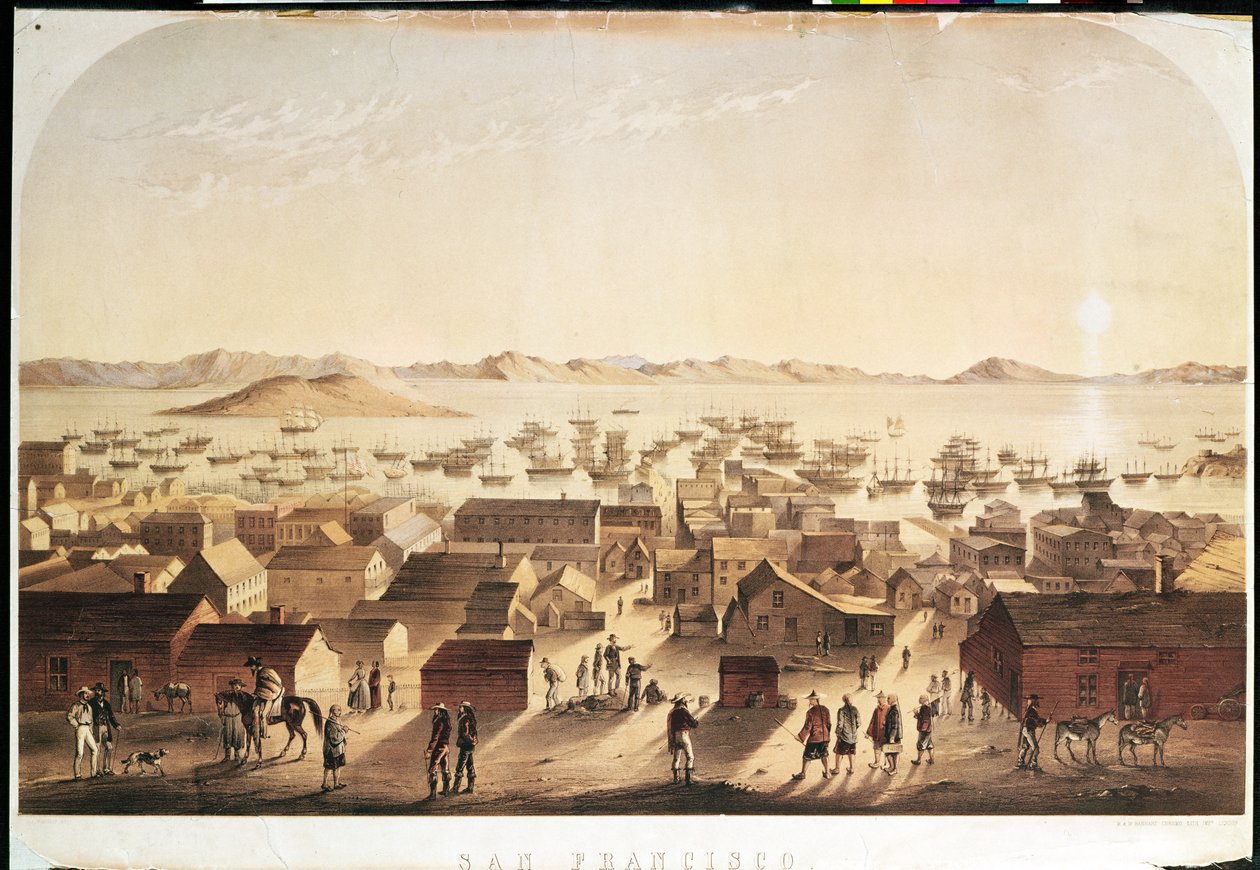 M und N Hanhart tarafından yayınlanan San Francisco'ya Genel Bir Bakış, c.1850-52 by Francis Samuel Marryat