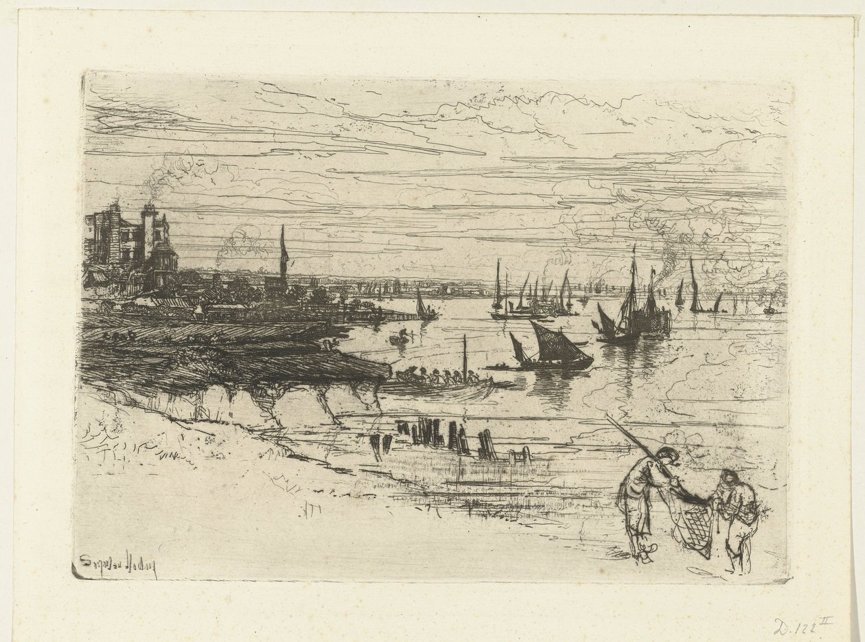 Thames üzerinde Inn Inn, Purfleet by Francis Seymour Haden (Sir) (signed by artist)