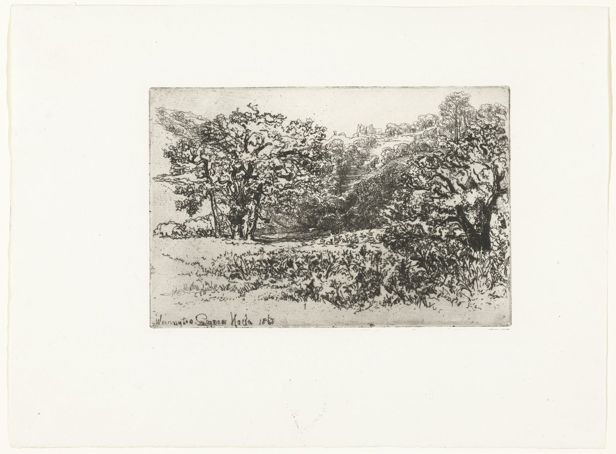 Bir hayvan sürüsü ile manzara Sürü Werrington (nesne üzerindeki başlık) by Francis Seymour Haden (Sir) (signed by artist)