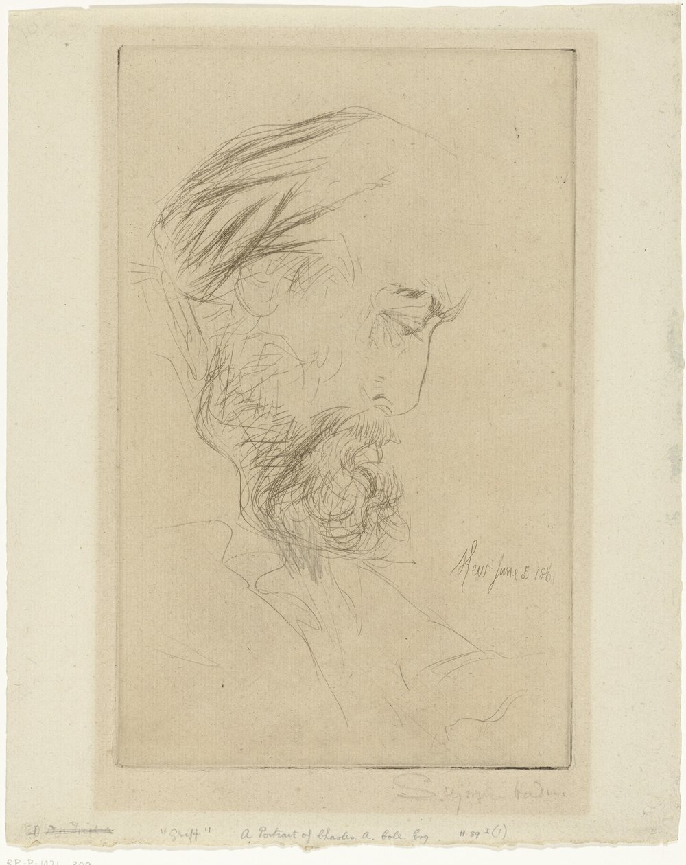 Portret van Charles Cole Griff by Francis Seymour Haden (Sir) (signed by artist)