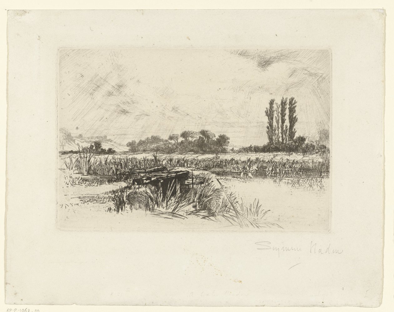 taşkın yatağı Bir su çayırı by Francis Seymour Haden (Sir) (signed by artist)
