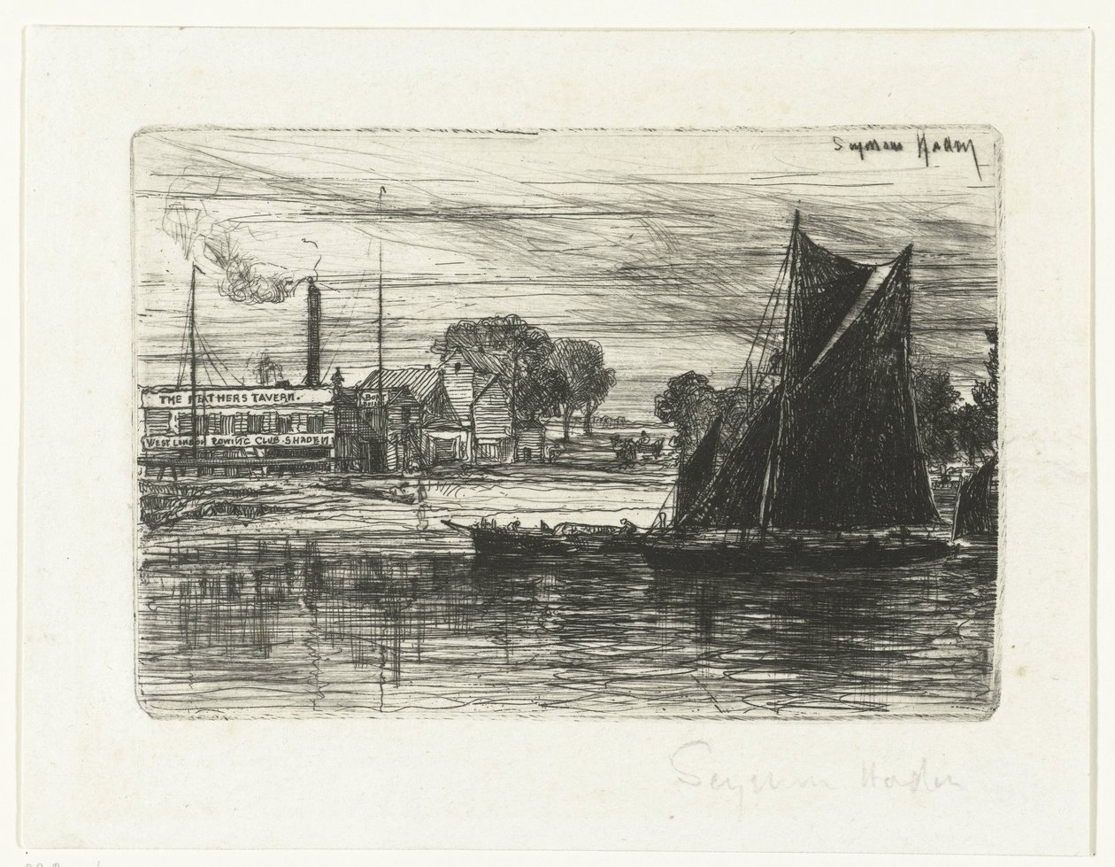Batı Londra Kürek Kulübü Tüyler Tavernası by Francis Seymour Haden (Sir) (signed by artist)