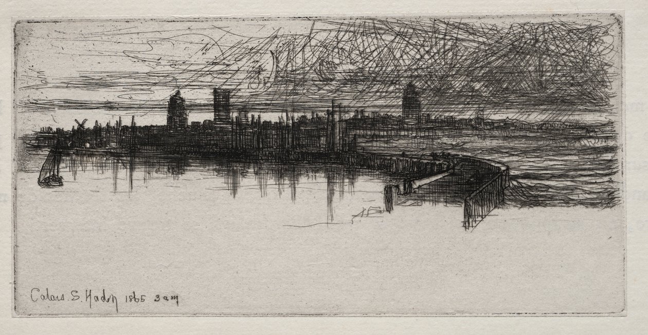 Küçük Calais İskelesi, 1865, 3 AM, 1865. by Francis Seymour Haden