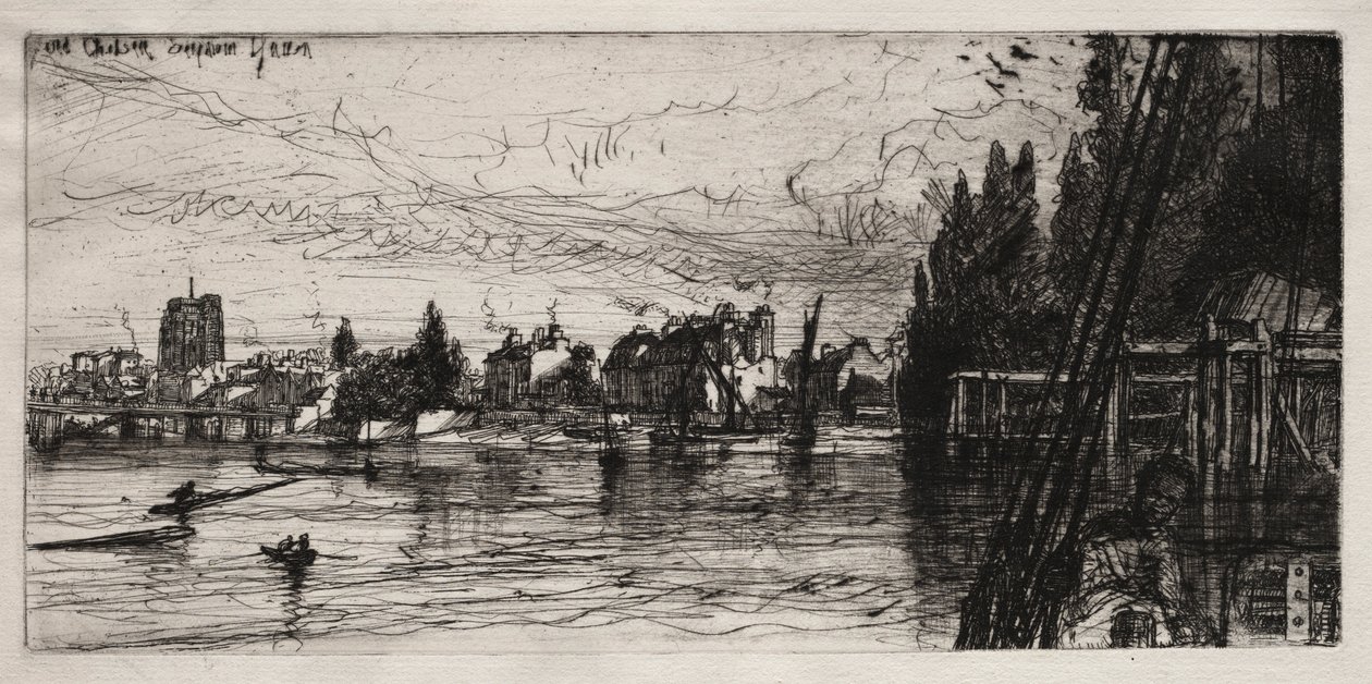 Eski Chelsea Kilisesi, 1865. by Francis Seymour Haden