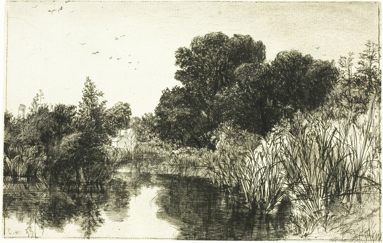 Shere Mill Göleti, No. II (büyük levha) by Francis Seymour Haden