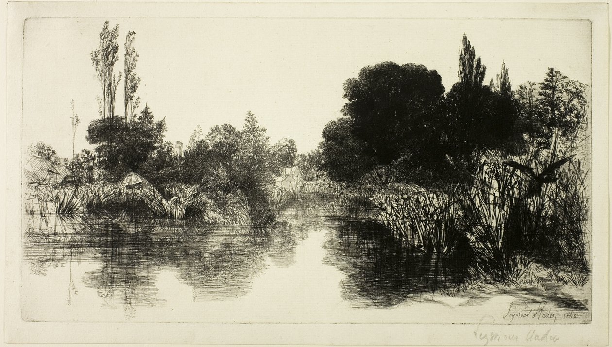 Shere Mill Göleti, No. II (büyük levha) by Francis Seymour Haden