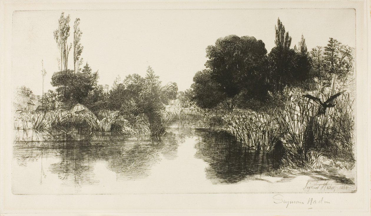 Shere Mill Göleti, No. II (büyük levha) by Francis Seymour Haden