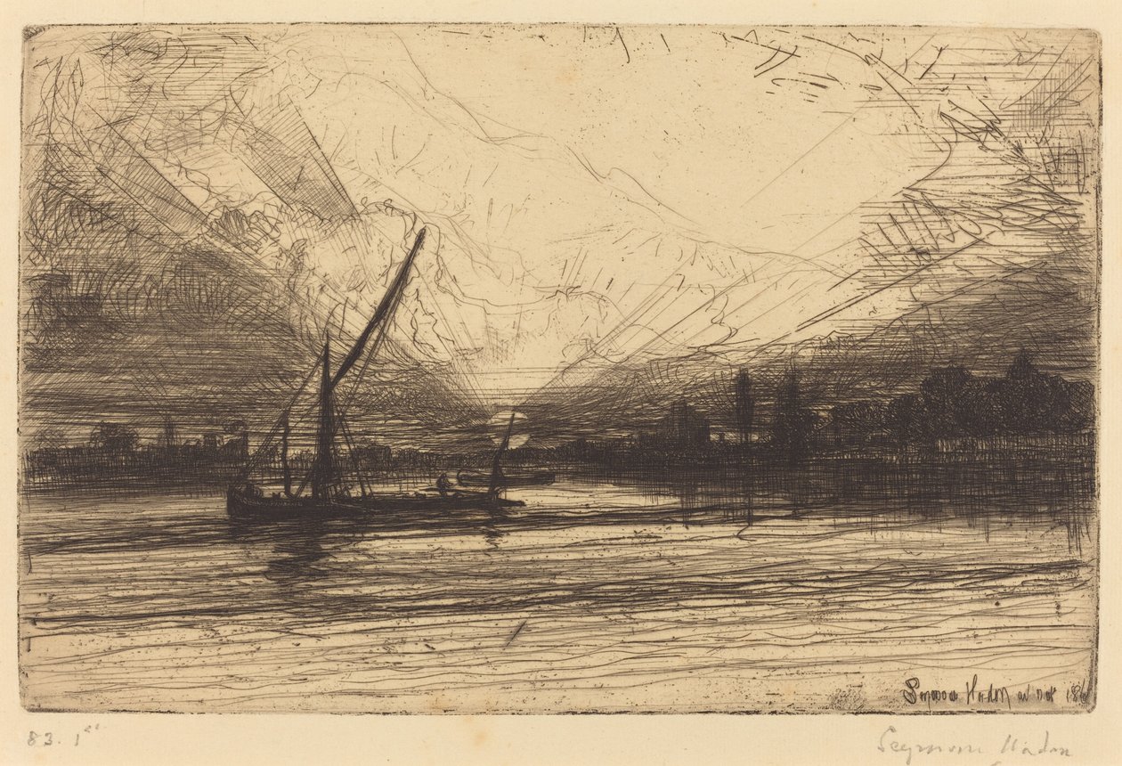 Thames üzerinde gün batımı by Francis Seymour Haden
