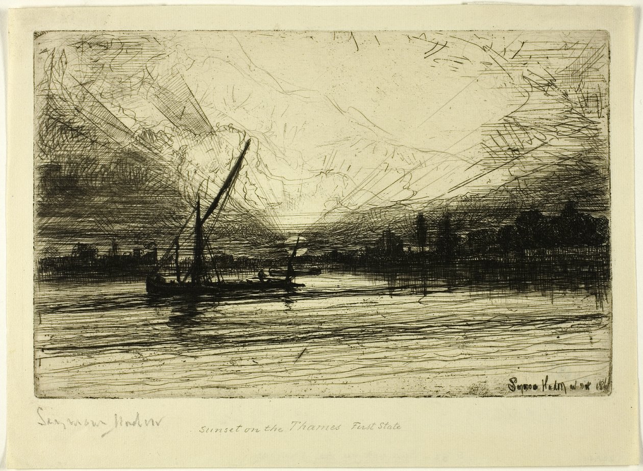 Thames üzerinde gün batımı by Francis Seymour Haden