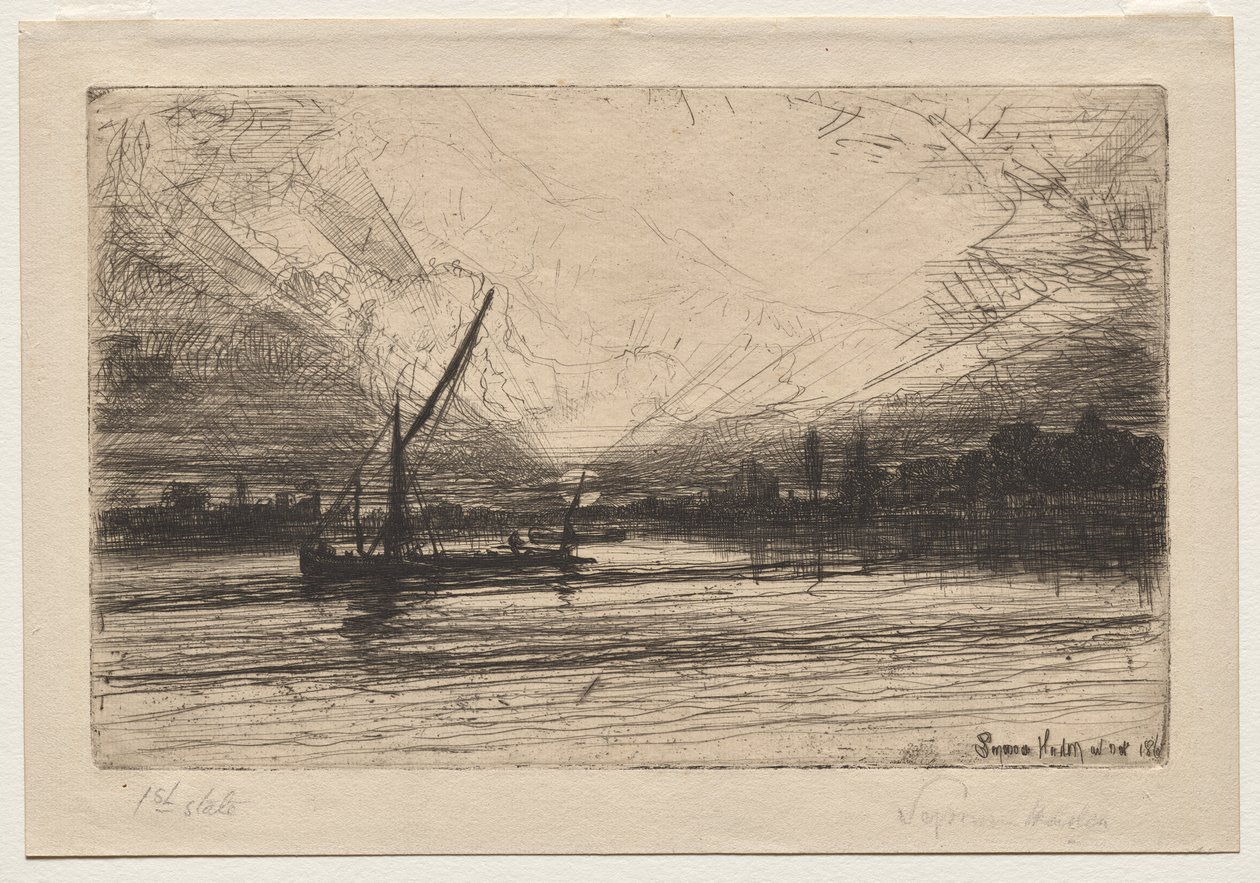 Thames üzerinde gün batımı by Francis Seymour Haden