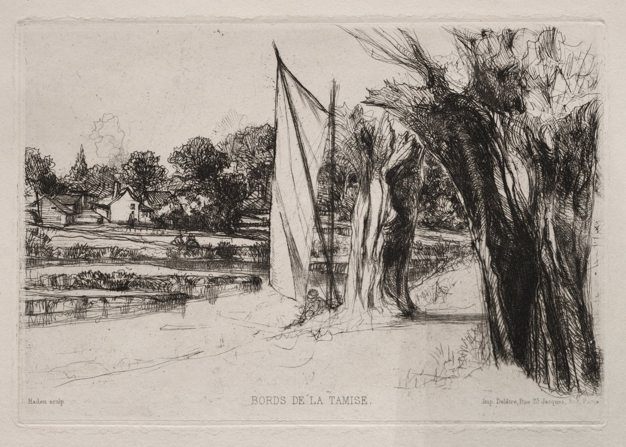 Thames Ditton - Yelkenli by Francis Seymour Haden