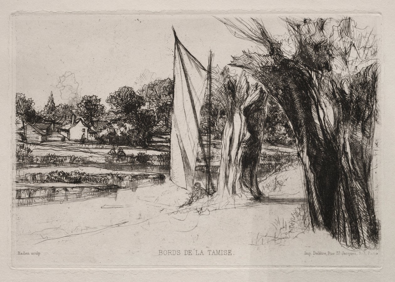 Thames Ditton - Yelkenli, 1864. by Francis Seymour Haden