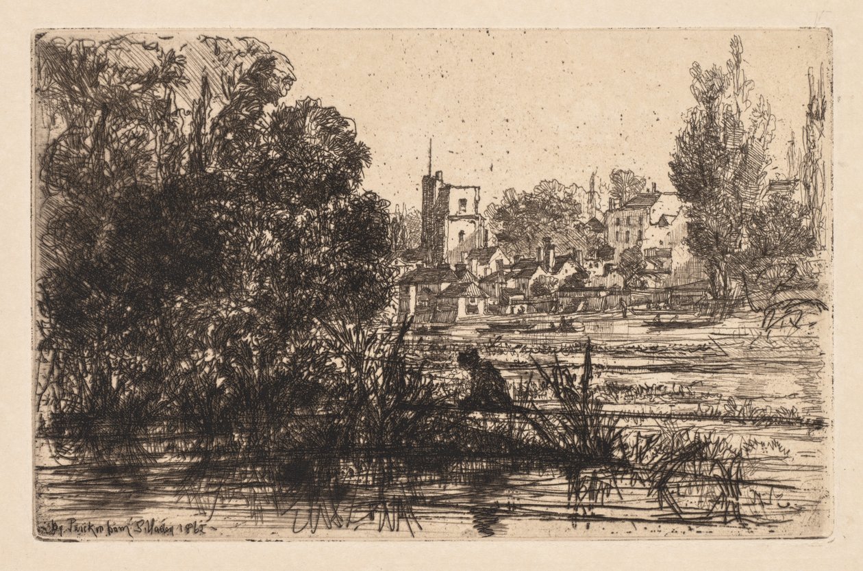 Twickenham Kilisesi, 1865. by Francis Seymour Haden