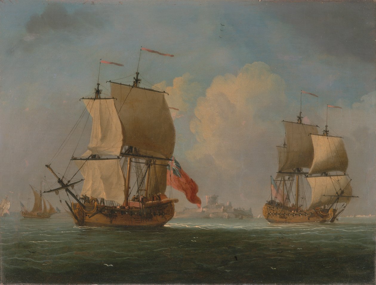 Hafif Esintide Bir İngiliz Sloopu ve Bir Fırkateyn by Francis Swaine