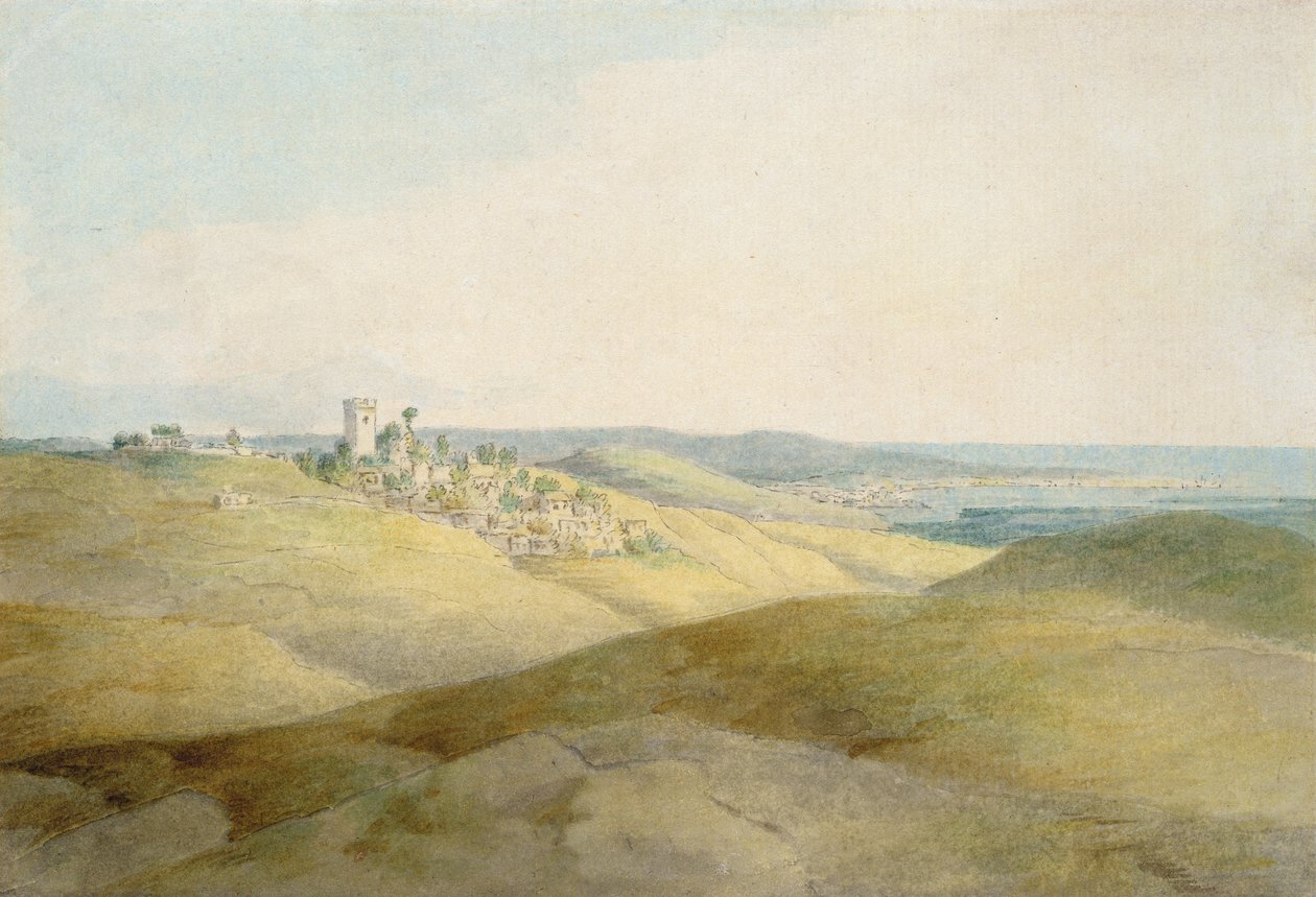 Pough Hill, Bude, Cornwall yakınlarında (kağıt üzerinde kalem ve mürekkep ve wc) by Francis Towne