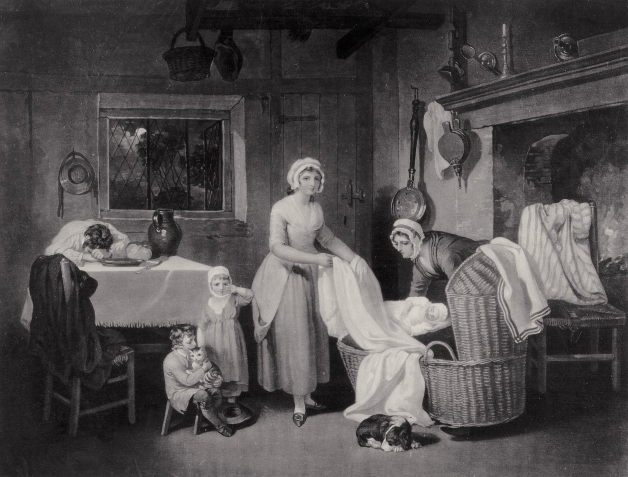 Rustik Saatler: Gece, gravür H. Gillbank by Francis Wheatley