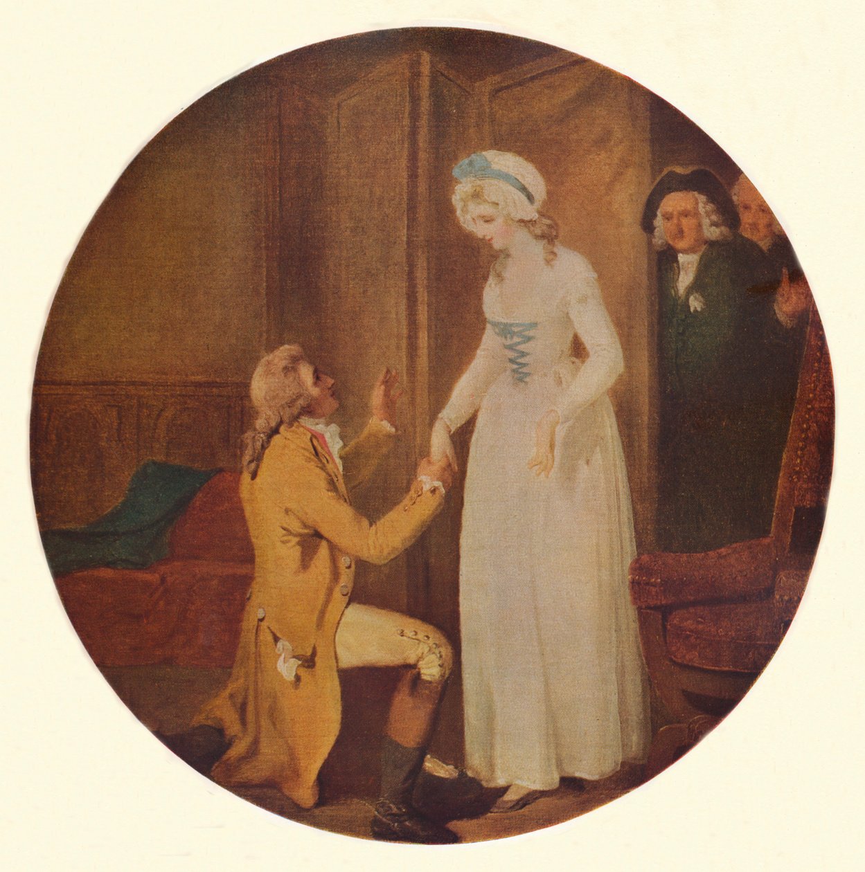 Genç Marlow ve Bayan Hardcastle: O Fethetmek için Durduğundan Bir Sahne, Oliver Goldsmith Act V, Sc by Francis Wheatley