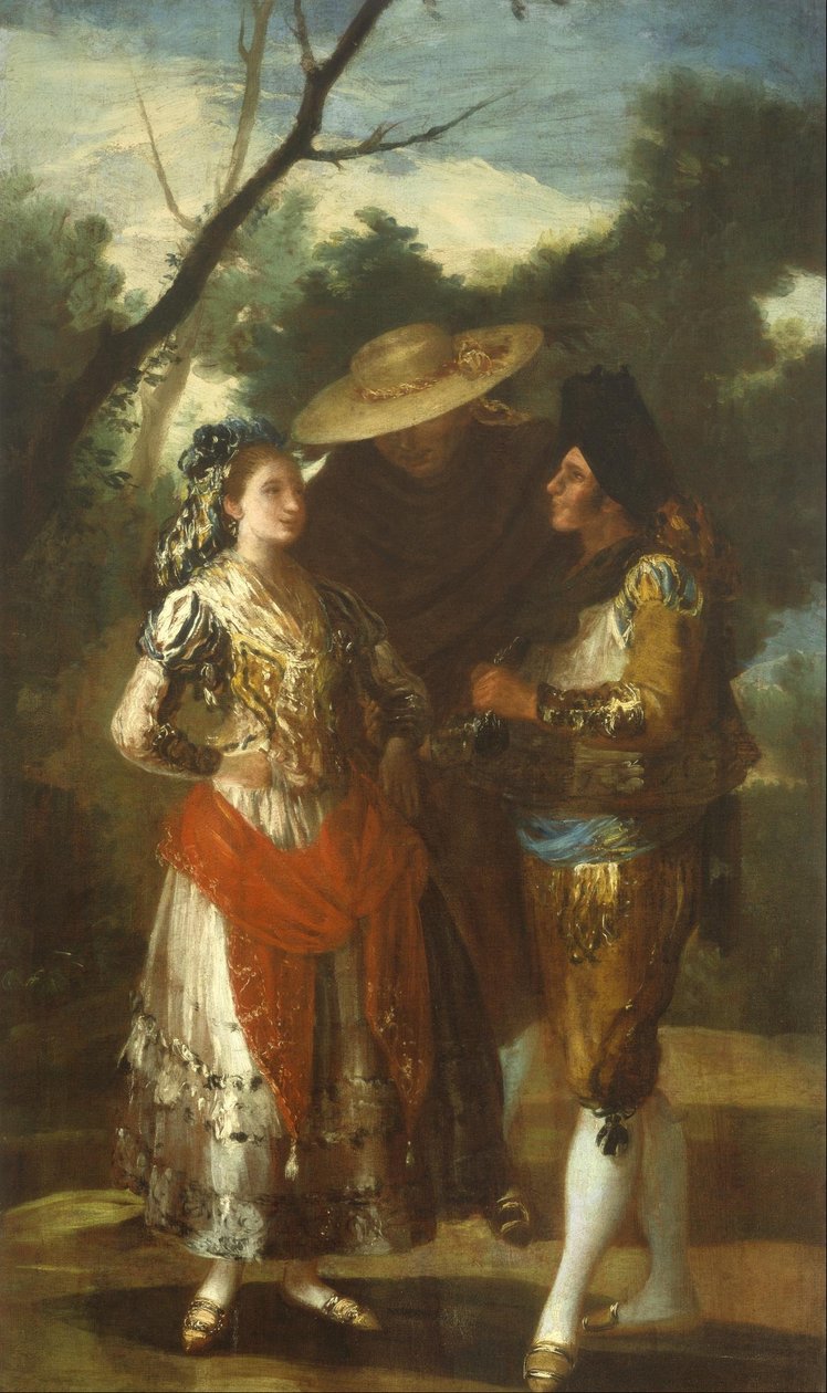 İki Toreroslu Bir Maja by Francisco de Goya