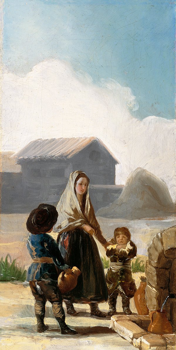 Bir çeşmenin yanında bir kadın ve iki çocuk by Francisco de Goya