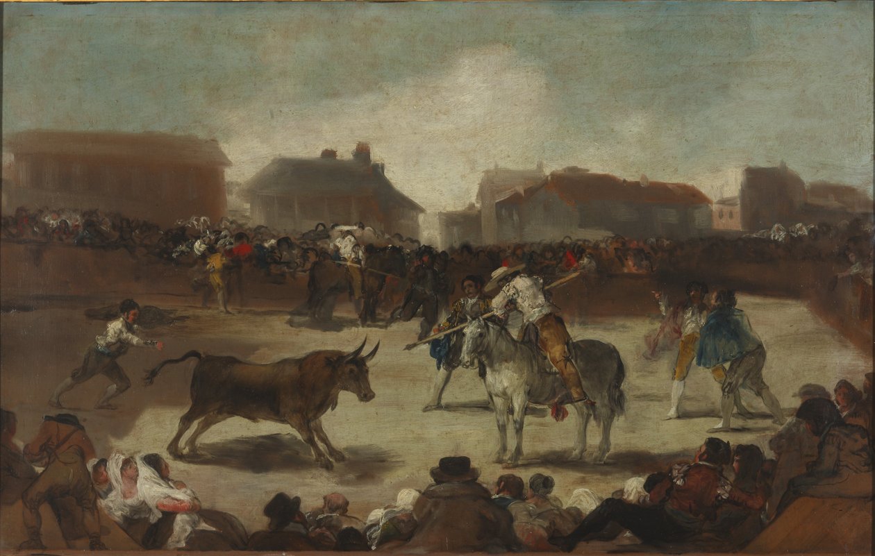 Bir köyde boğa güreşi by Francisco de Goya