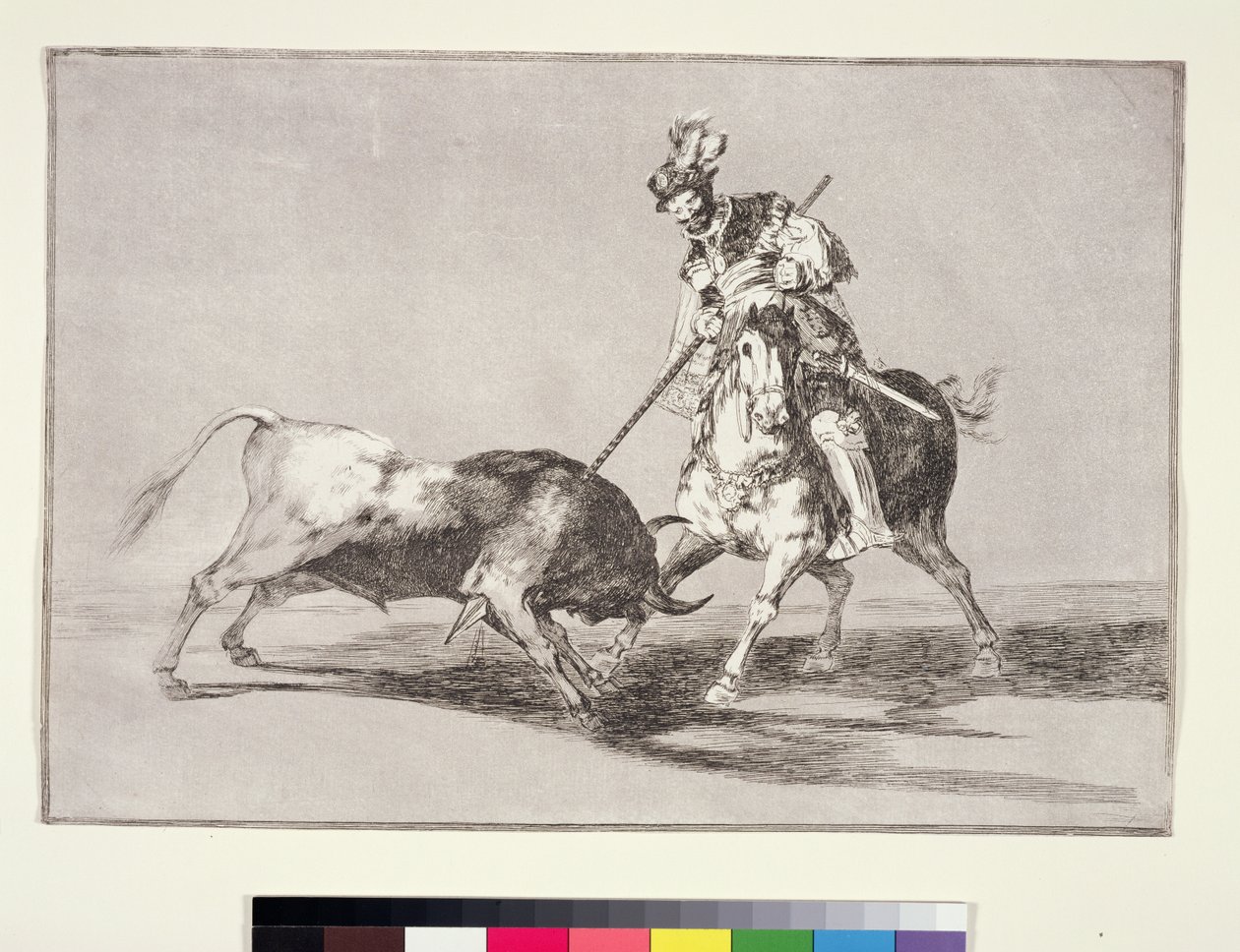 El Cid (c.1040-99) başka bir boğayı mızraklıyor, La Tauromaquia