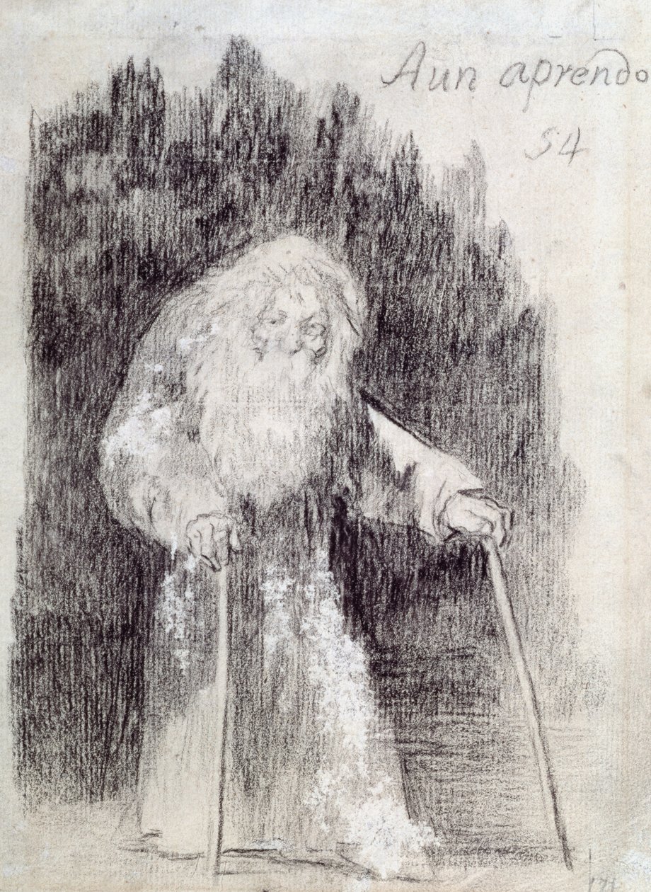 Hala Öğreniyorum (Aun Apredo) (kağıt üzerinde karakalem) by Francisco de Goya