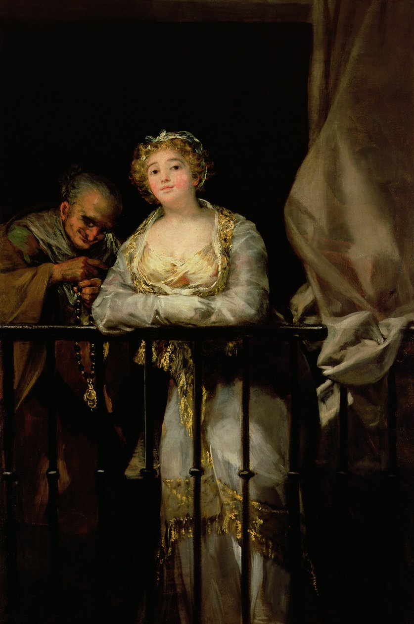 Balkonda Maja ve Celestina, 1805-12 by Francisco de Goya