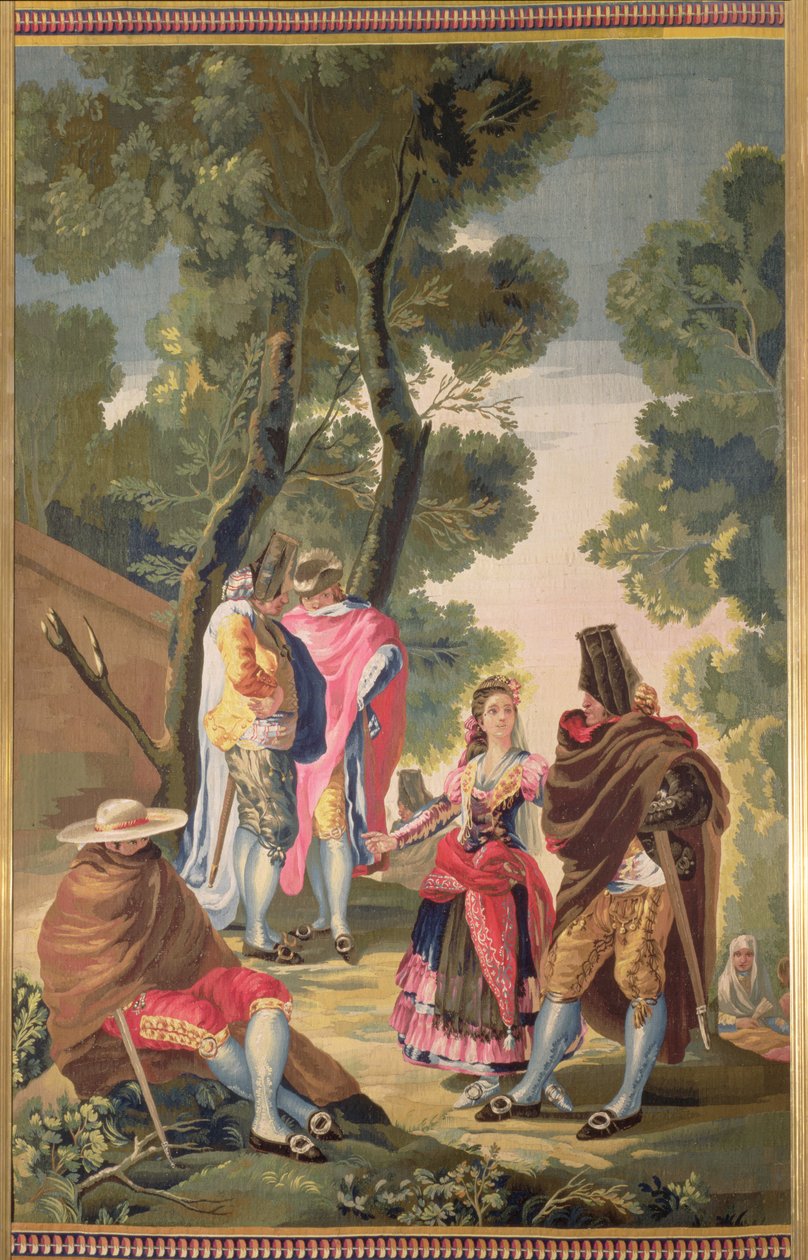 Güzel Kadın ve Maskeli Adamlar (Endülüs Yolu) by Francisco de Goya