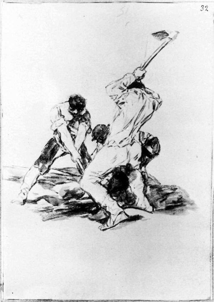 Üç Adam Kazma by Francisco de Goya