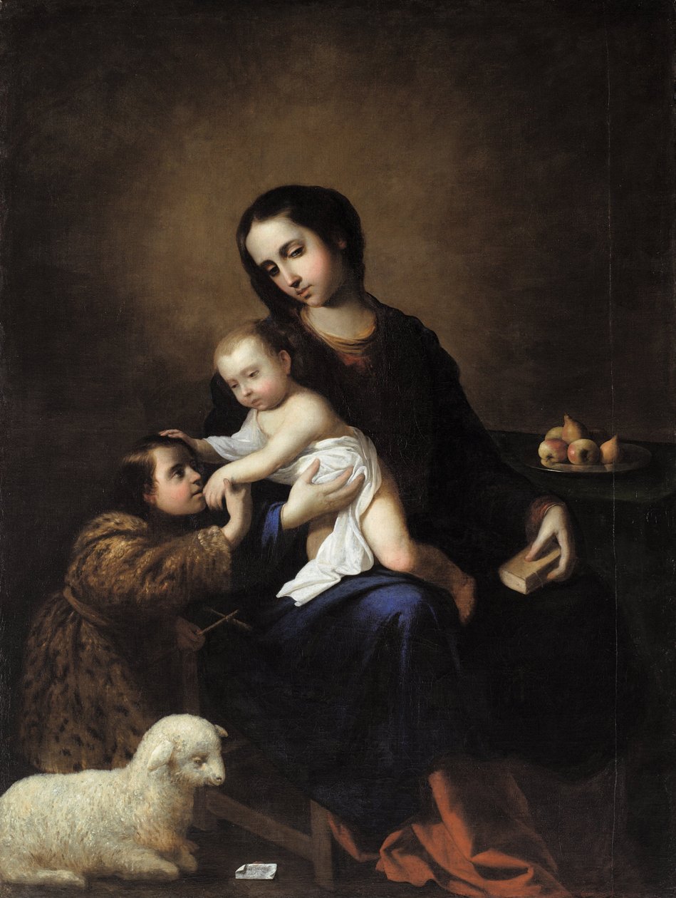 Bebek St John the Baptist ile Bakire ve Çocuk by Francisco de Zurbaran