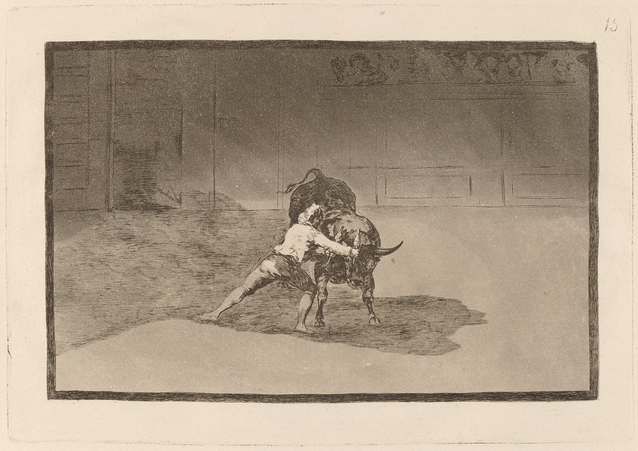 Ünlü Martincho koşuya bayraklar koyuyor by Francisco de Goya
