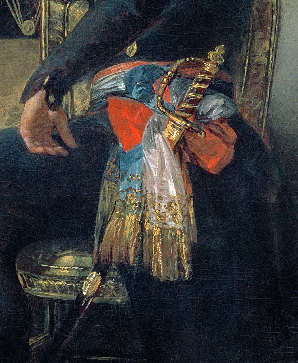 Ferdinand Guillemardet'in portresi, kılıç ve kuşak detayı, 1798-99 tuval üzerine yağlı boya, 83585 detayı by Francisco de Goya