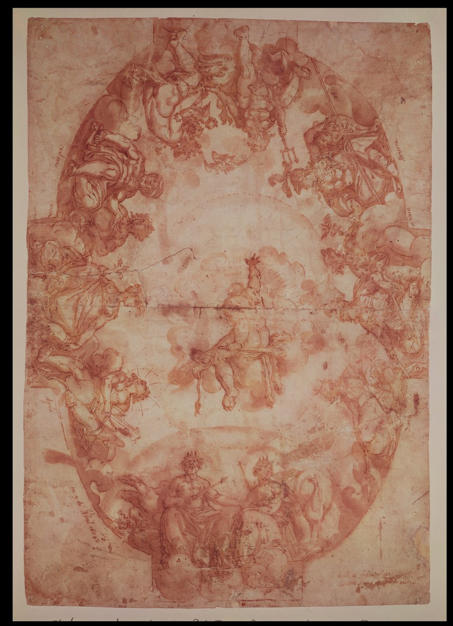 Study for the ceiling of the Casa de Pilatos, Seville, 1604 (pen und ink and wash on paper) by Francisco Pacheco