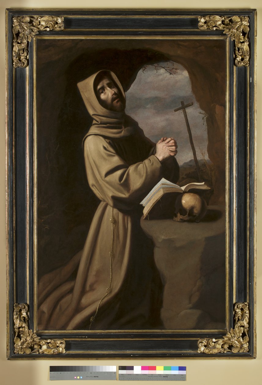 Aziz Francis bir mağarada dua ederken, 1650-55 by Francisco de Zurbaran