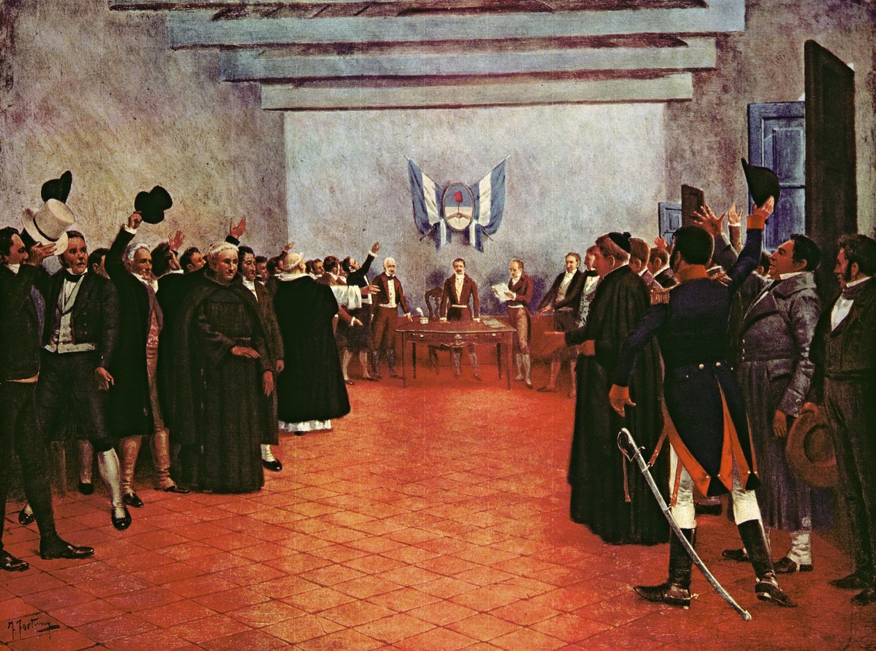 Tucuman Kongresi - 9 Temmuz 1816'da Rio ve Plata Birleşik Eyaletlerinin Bağımsızlık Bildirgesi (renkli taş) by Francisco (after) Fortuny