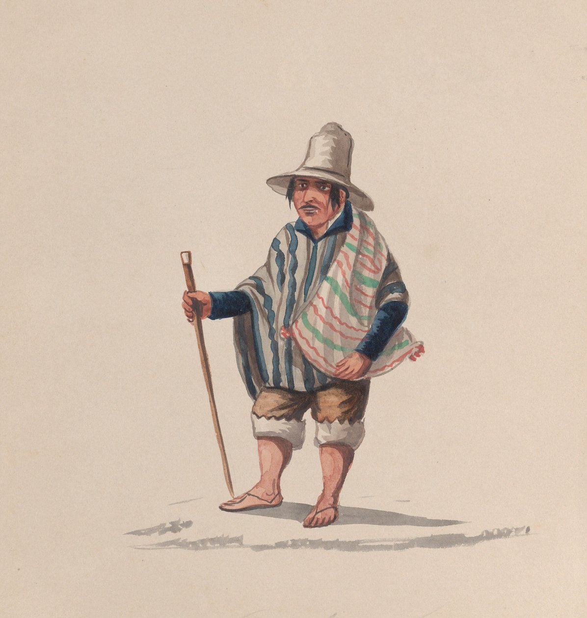 Peru kostümü tasvir eden bir grup çizimden Perulu bir adam, yaklaşık. 1848. by Francisco